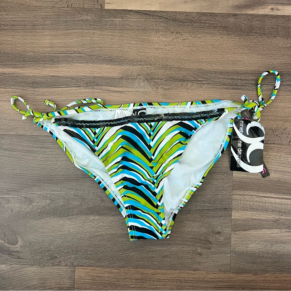 Vintage Y2K Ninety-Nine Degrees NWT Sequin Embellished Bikini Bottoms Blue/Green